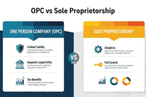 Comparison chart of One Person Company (OPC) vs Sole Proprietorship in India 2025