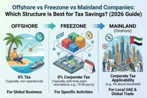 Comparison of offshore freezone and mainland company structures in UAE